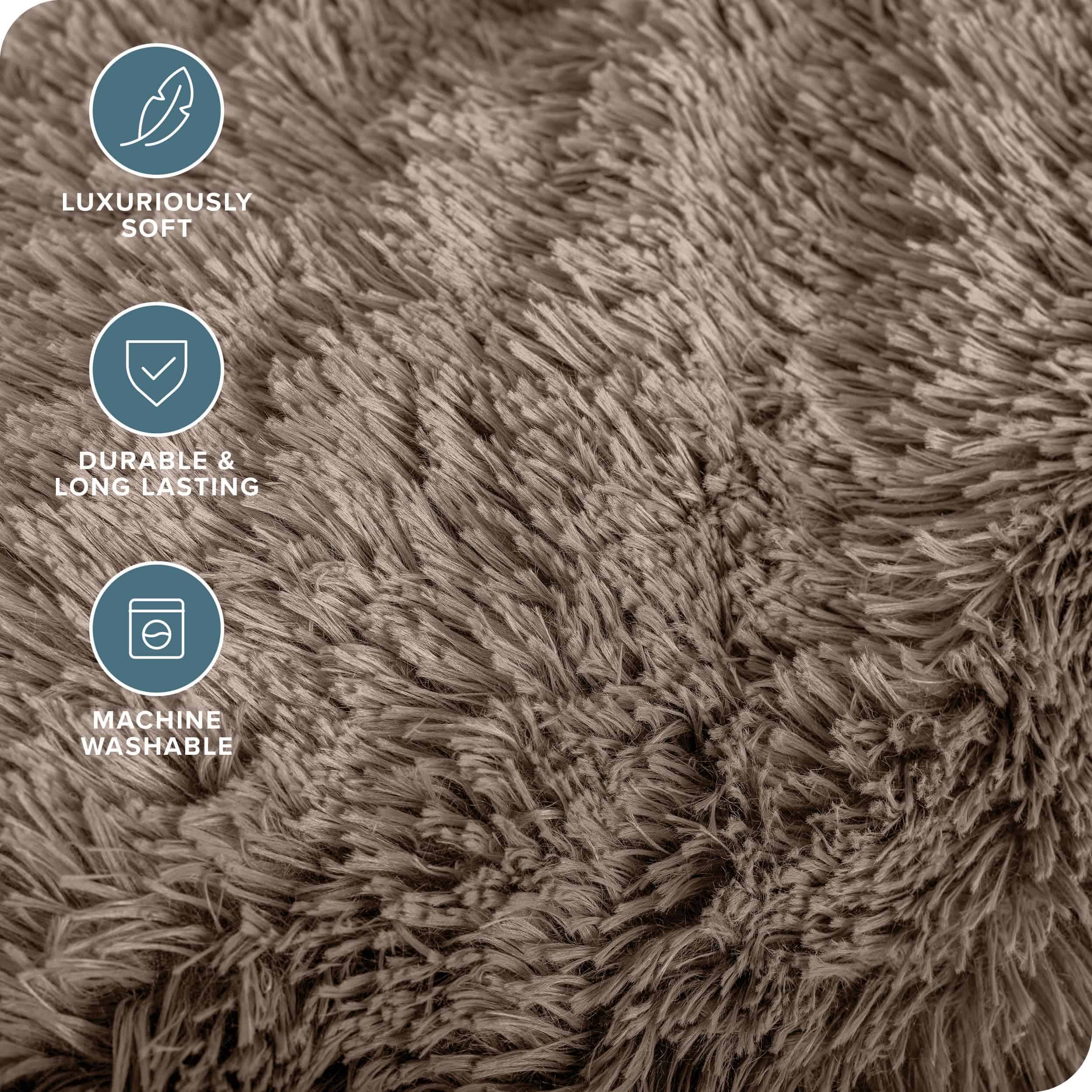 Manta de Piel Falsa de Lujo Shaggy con Sherpa - Súper - Imagen 5