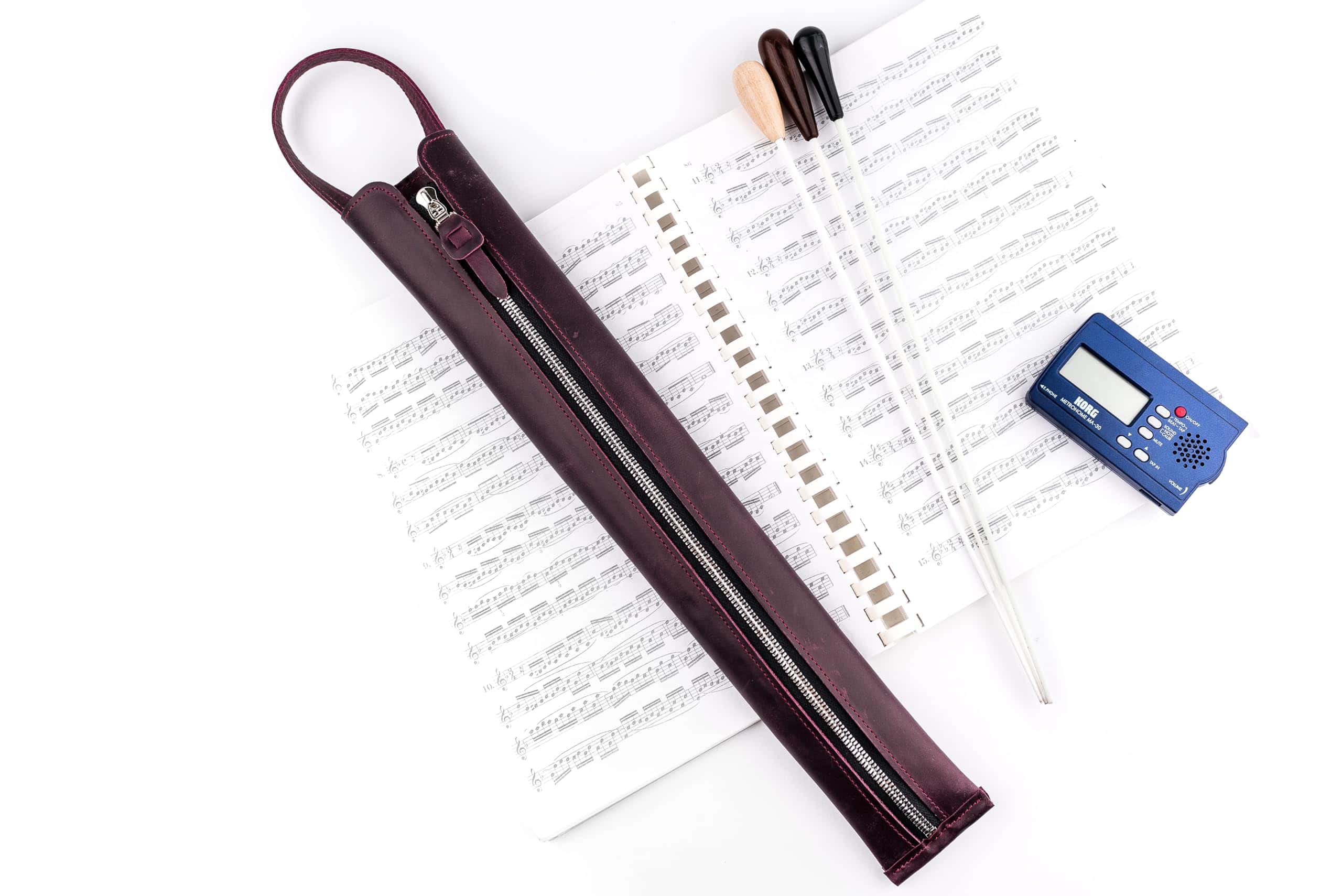 Estuche para batuta de director en cuero Crazy Horse