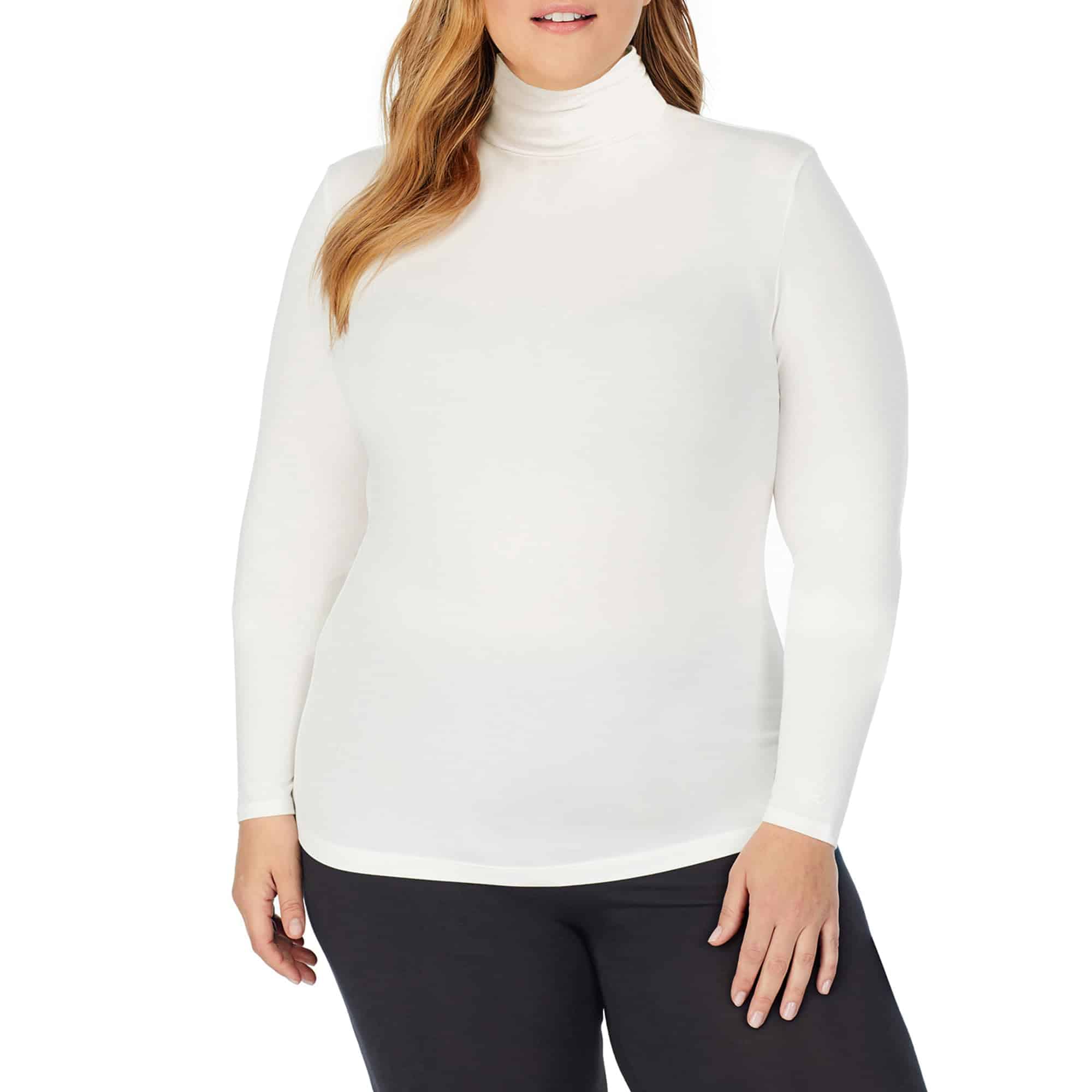 Top de cuello alto de manga larga Cuddl Duds Softwear con