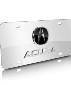 Placa de matrícula pulida de acero inoxidable con logotipo