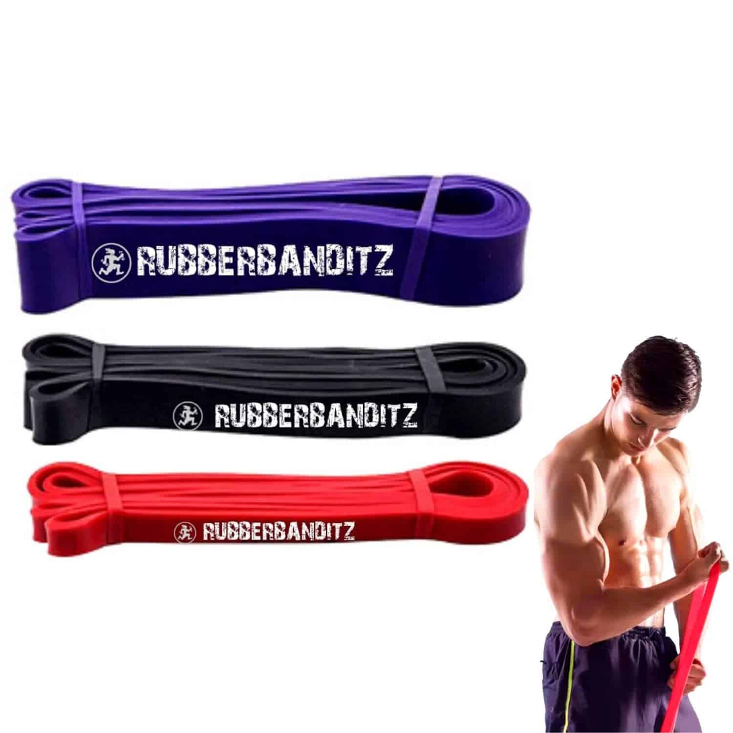 Rubberbanditz Combo Pull Up Assist Bands -Rojo, Negro y Mora
