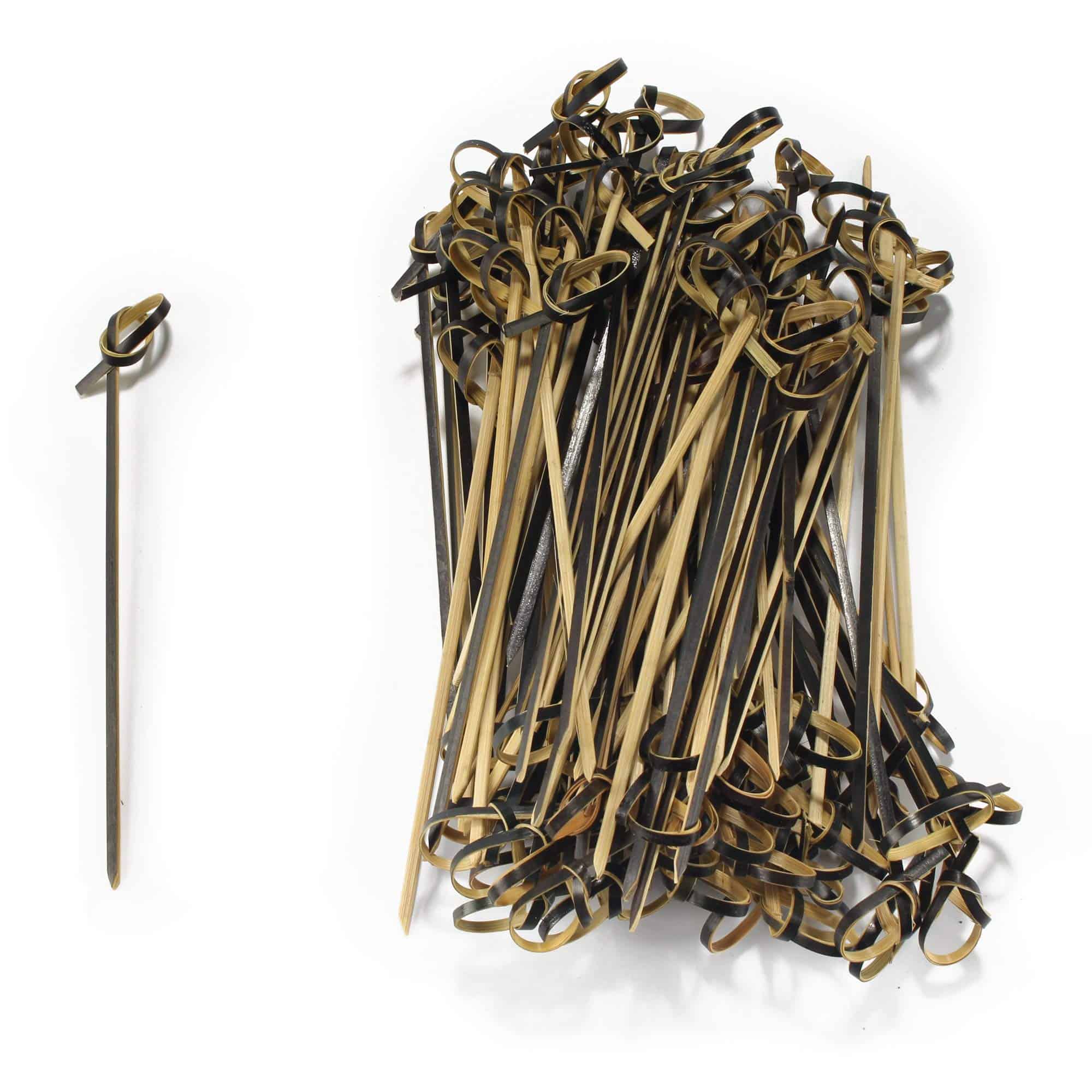 BambooMN 5.9" Palillos Daruma Negros de Bambú para Cócteles