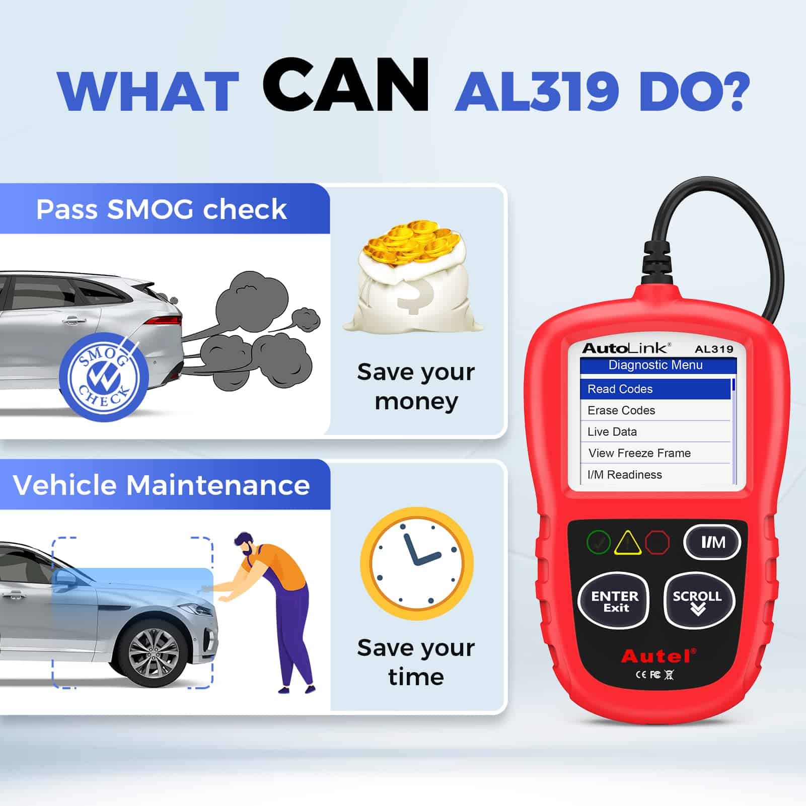 Autel Professional OBD2 Scanner AL319 Code Reader, Mejora y - Imagen 6
