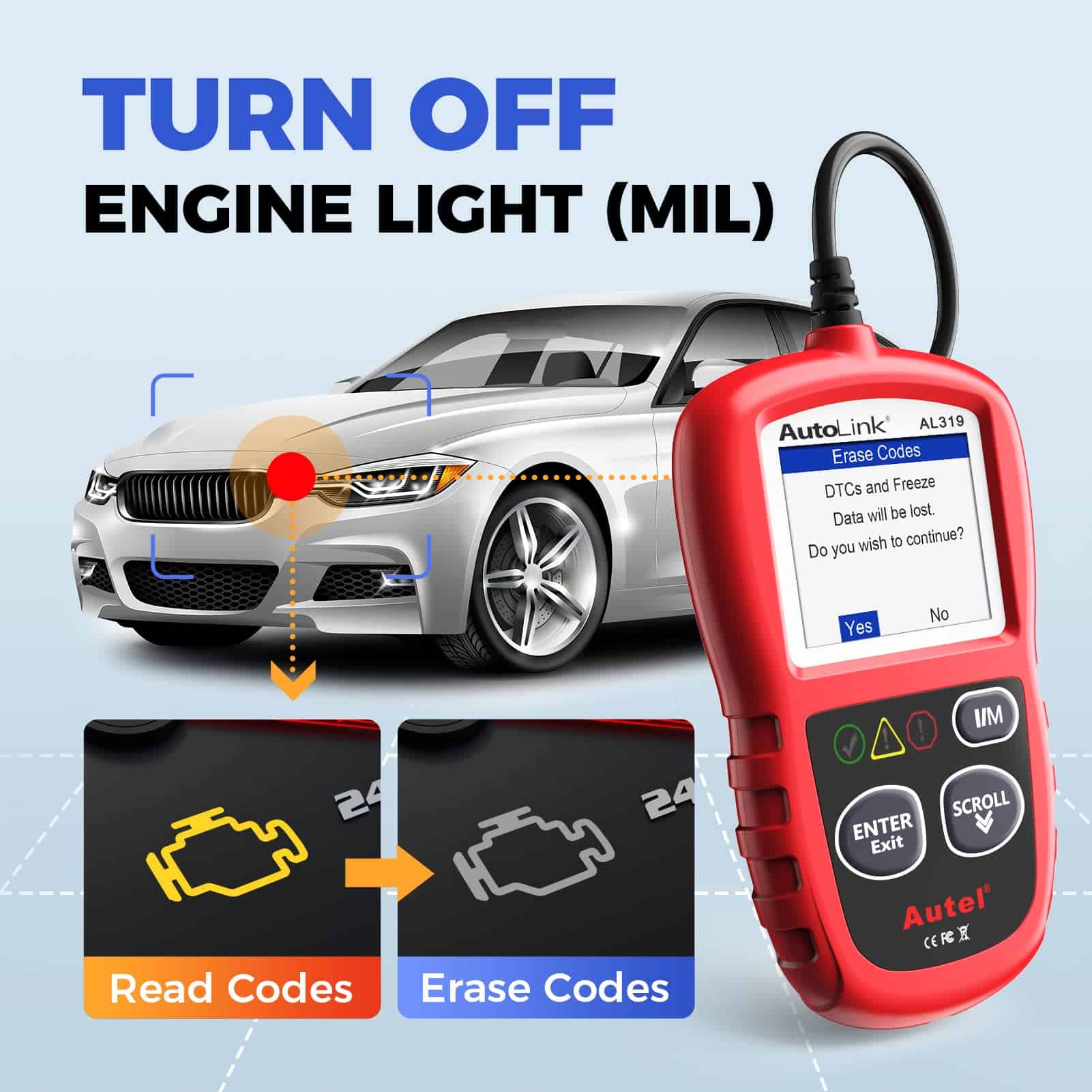 Autel Professional OBD2 Scanner AL319 Code Reader, Mejora y - Imagen 4