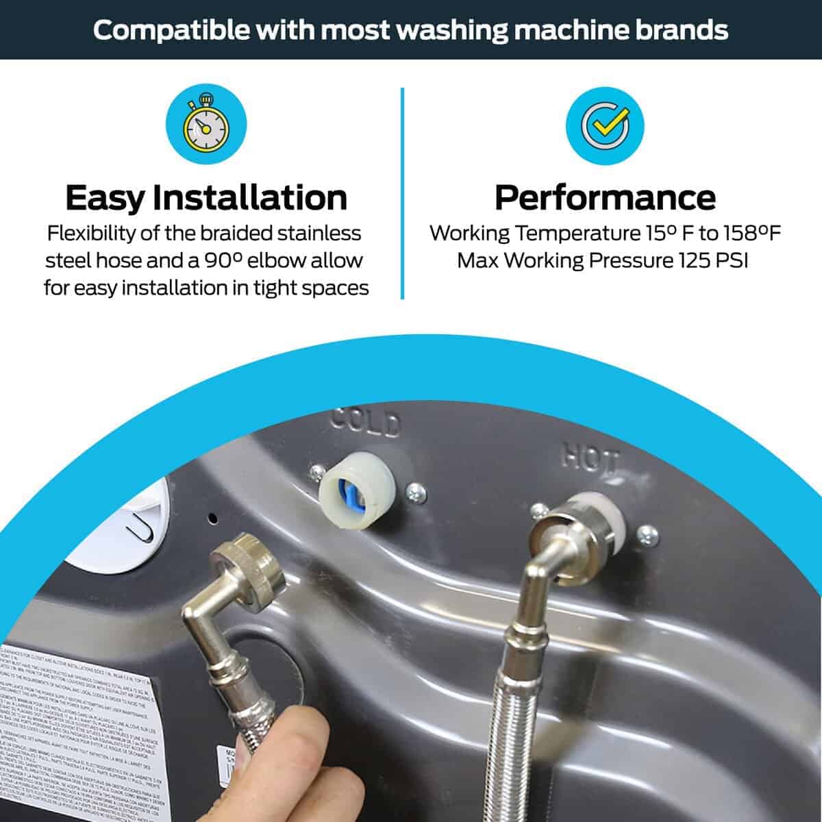 Conector de Lavadora Eastman, Conexión de 3/4 Pulgadas FHT, - Imagen 4