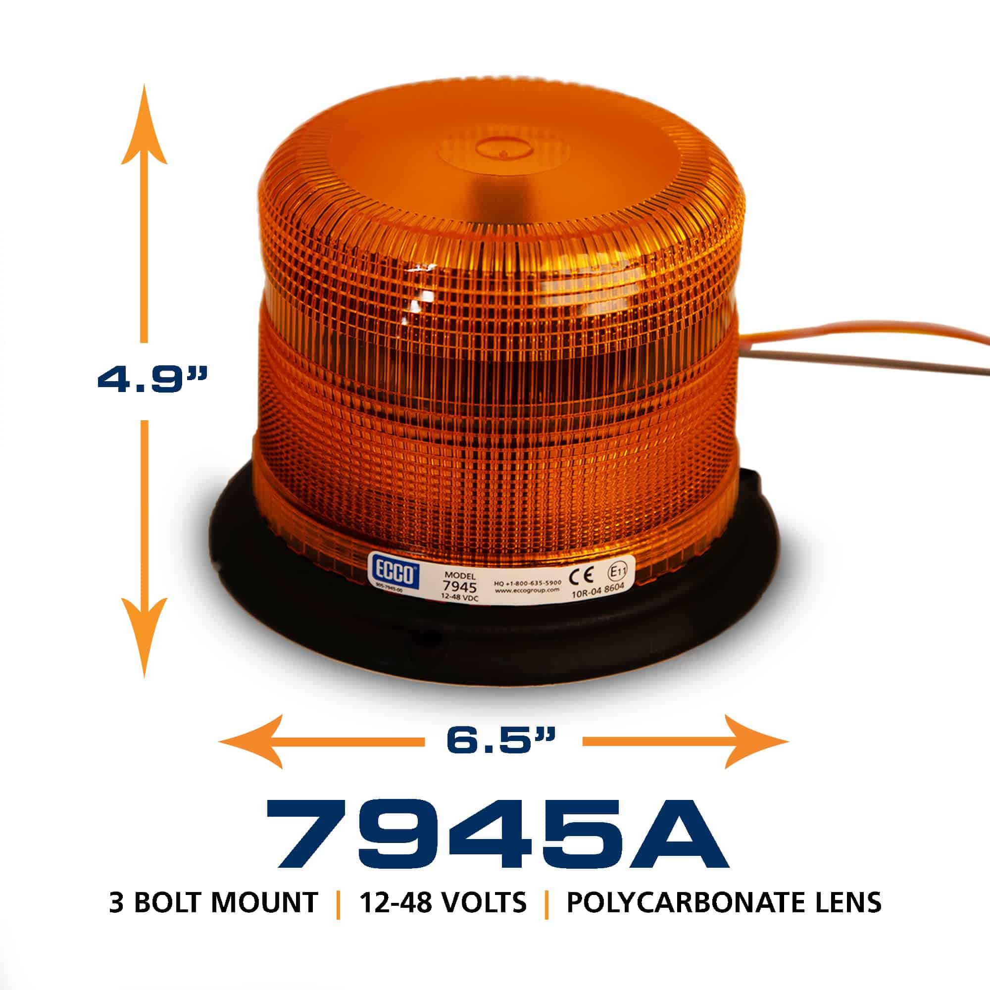 ECCO 7945A LED Beacon: Pulse II, perfil bajo, 12-48VDC, 11 - Imagen 3