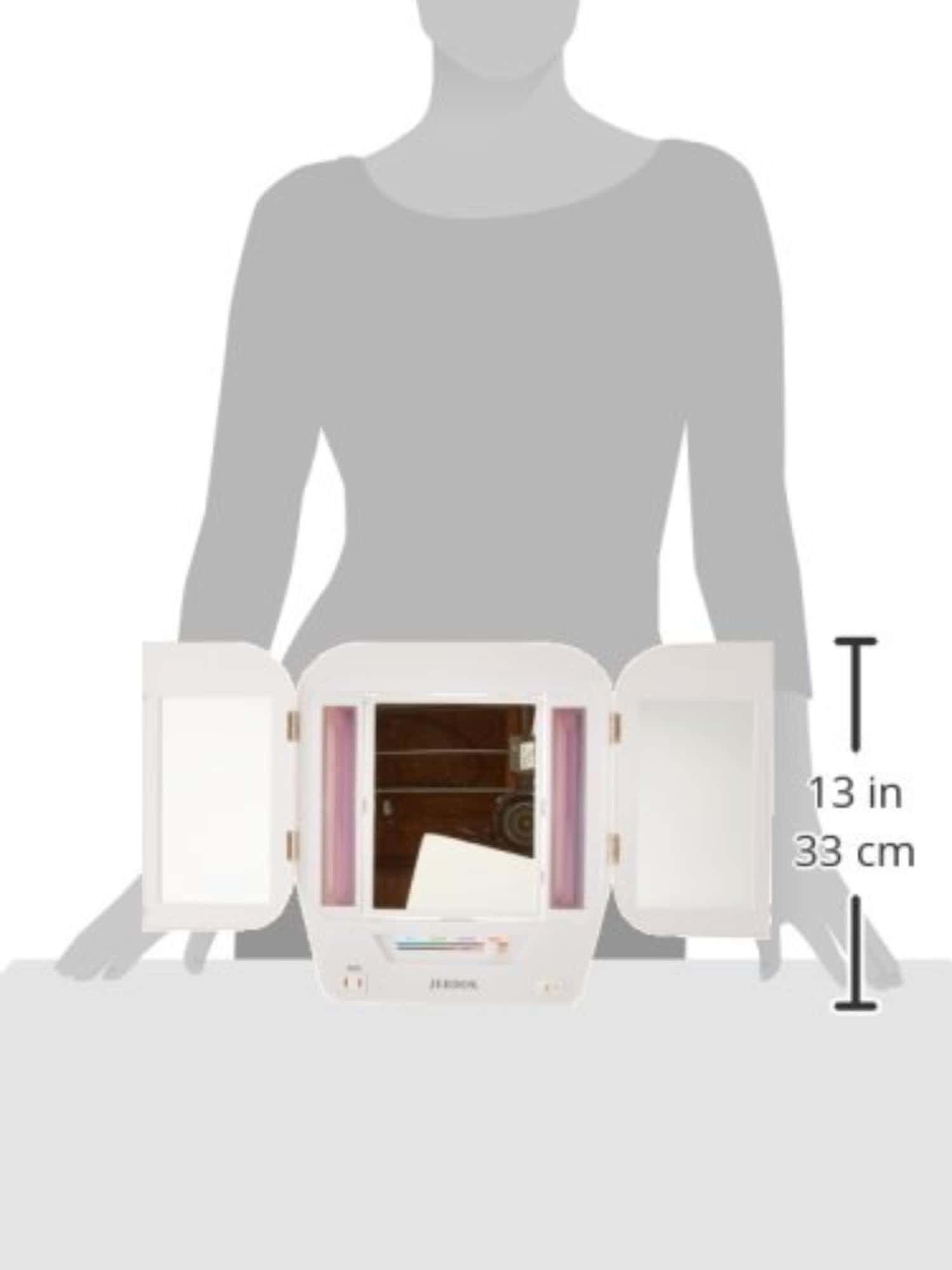 Espejo de maquillaje tríptico moderno JERDON con luces - - Imagen 4