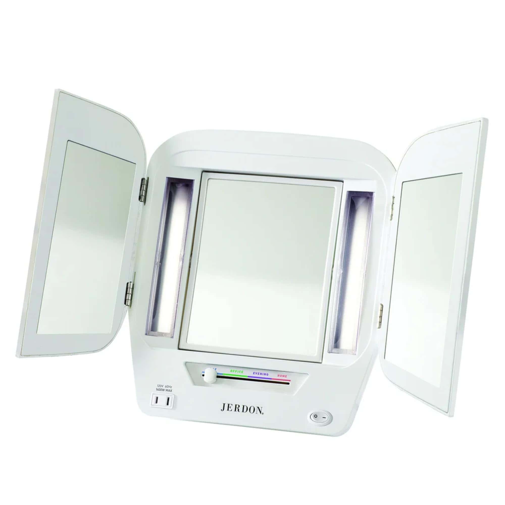 Espejo de maquillaje tríptico moderno JERDON con luces -