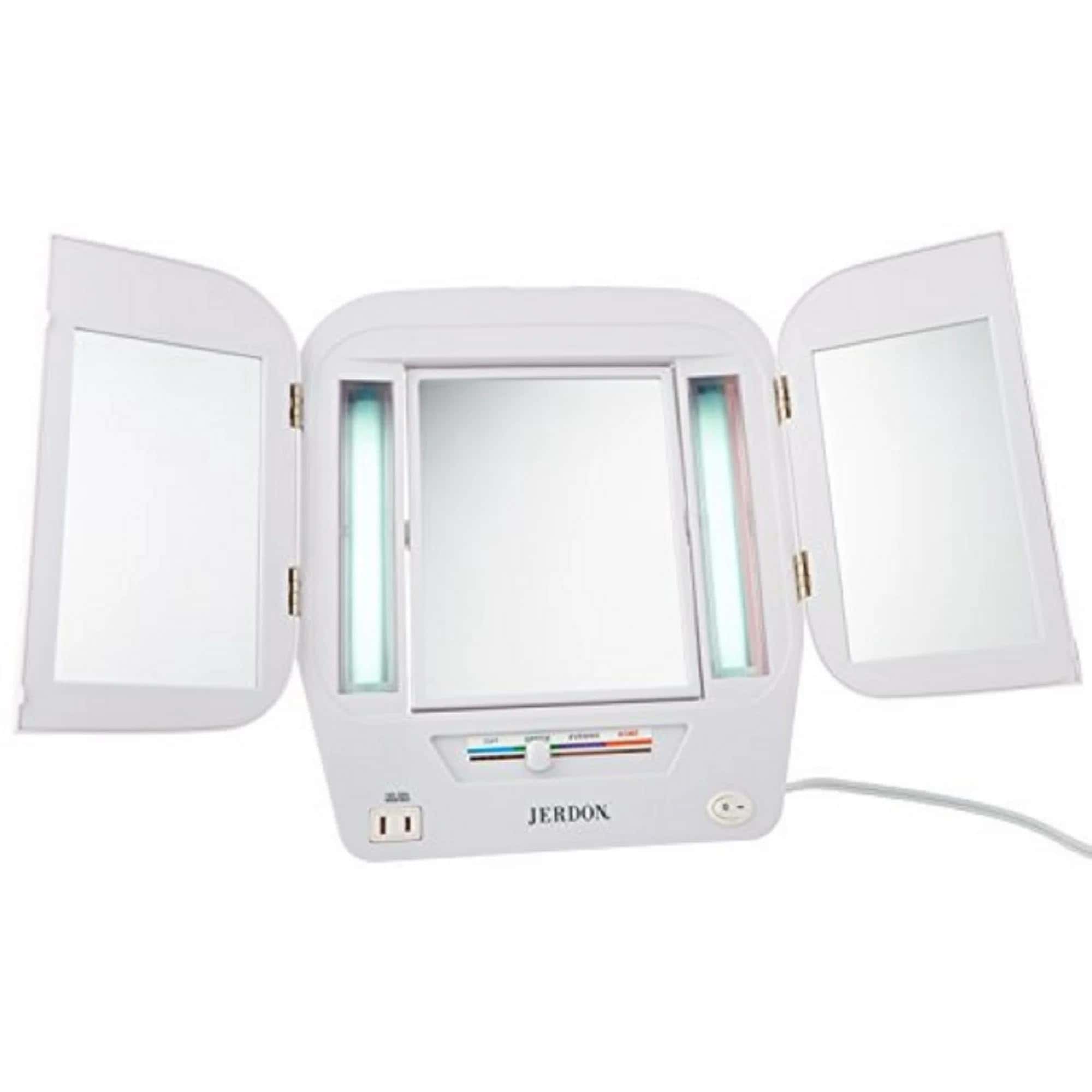 Espejo de maquillaje tríptico moderno JERDON con luces - - Imagen 5
