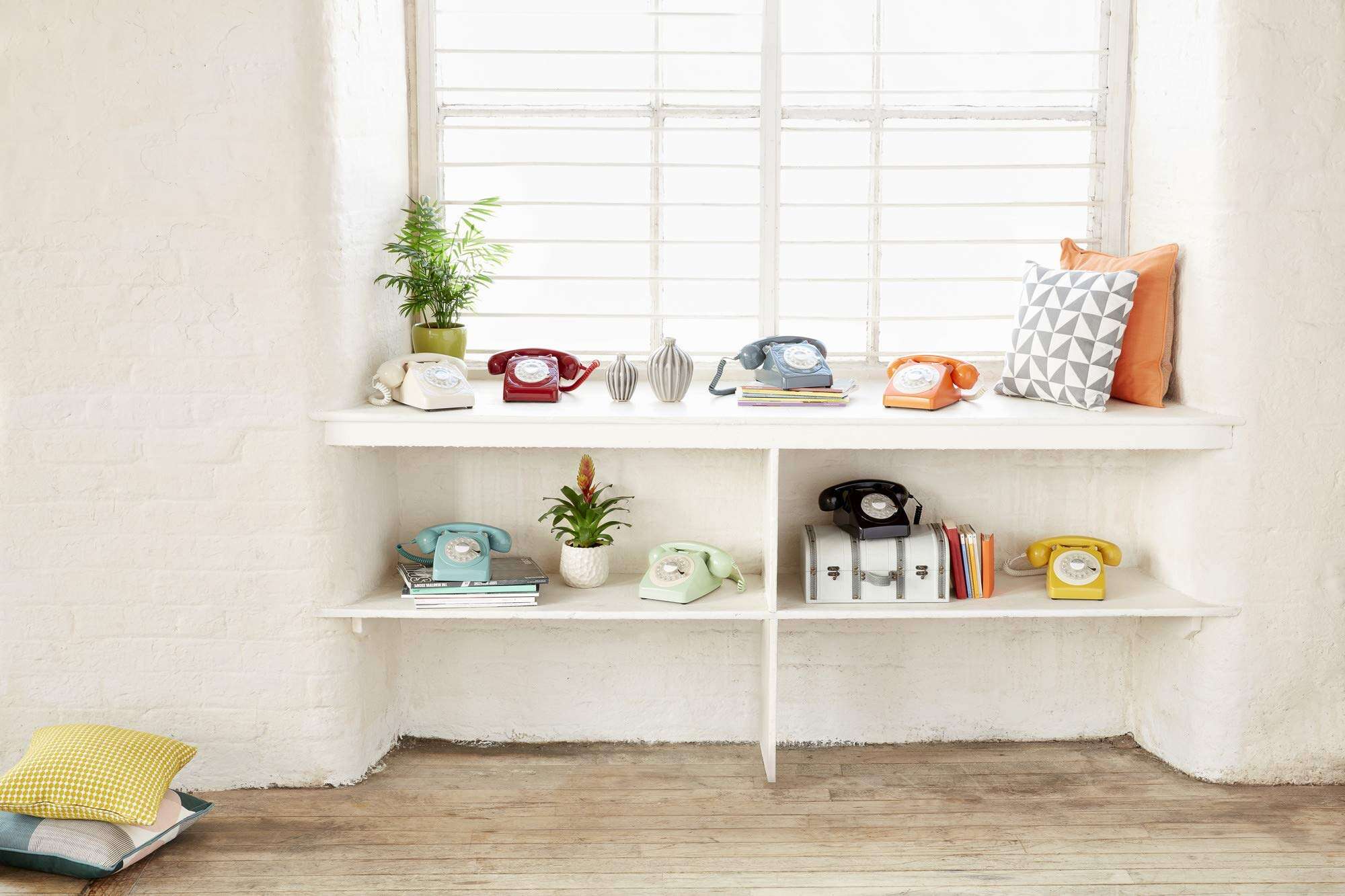 Teléfono fijo retro estilo 1970 GPO 746 con cordón rizado y - Imagen 5