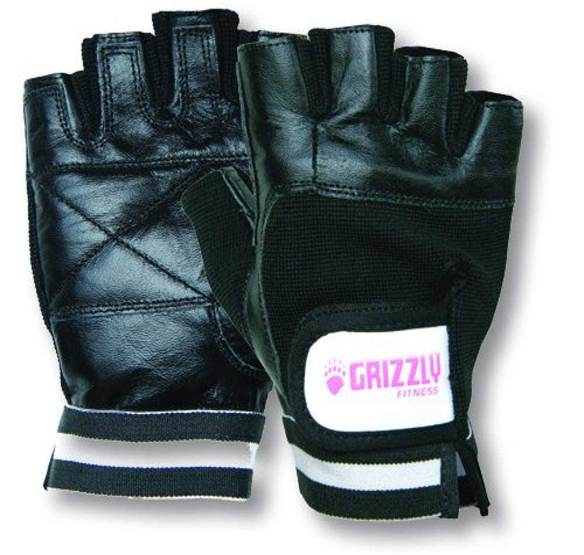 Guantes de entrenamiento de cuero Grizzly -Negro/Rosa