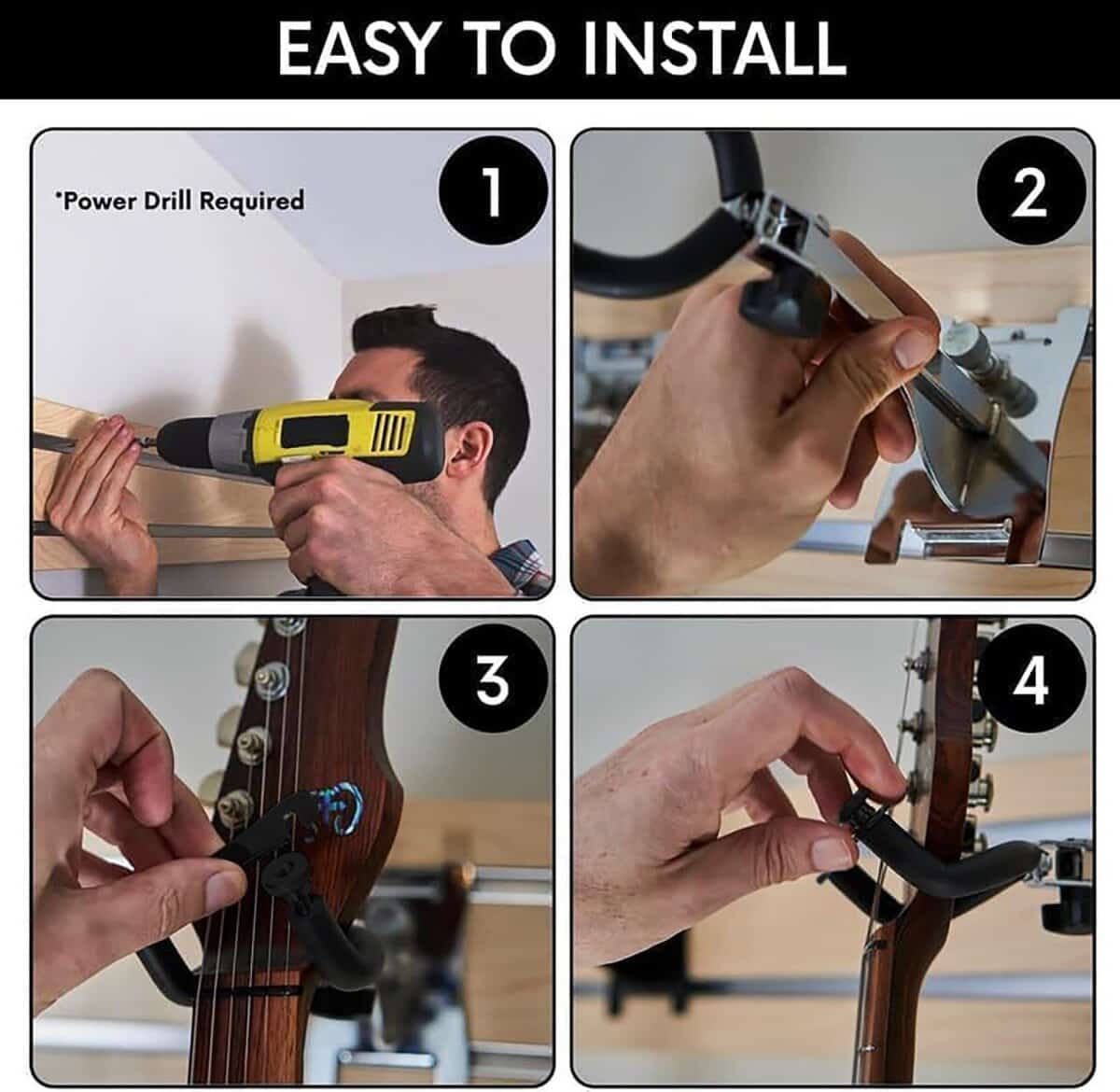 Colgador de Pared Negro para Guitarras y - Pulgadas - Imagen 4