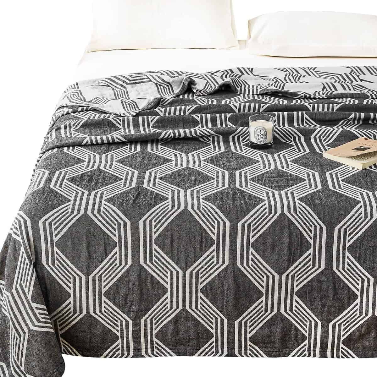 MEJU Manta a Cuadros de Moda en Blanco y Negro para Todas