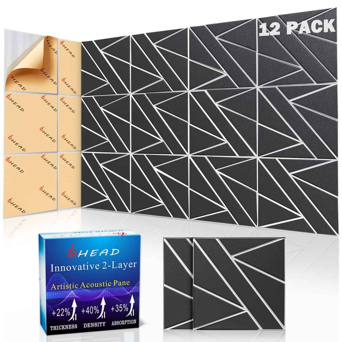 Paquete de 8 paneles acústicos de 2 capas, 15.7 x 15.7 x