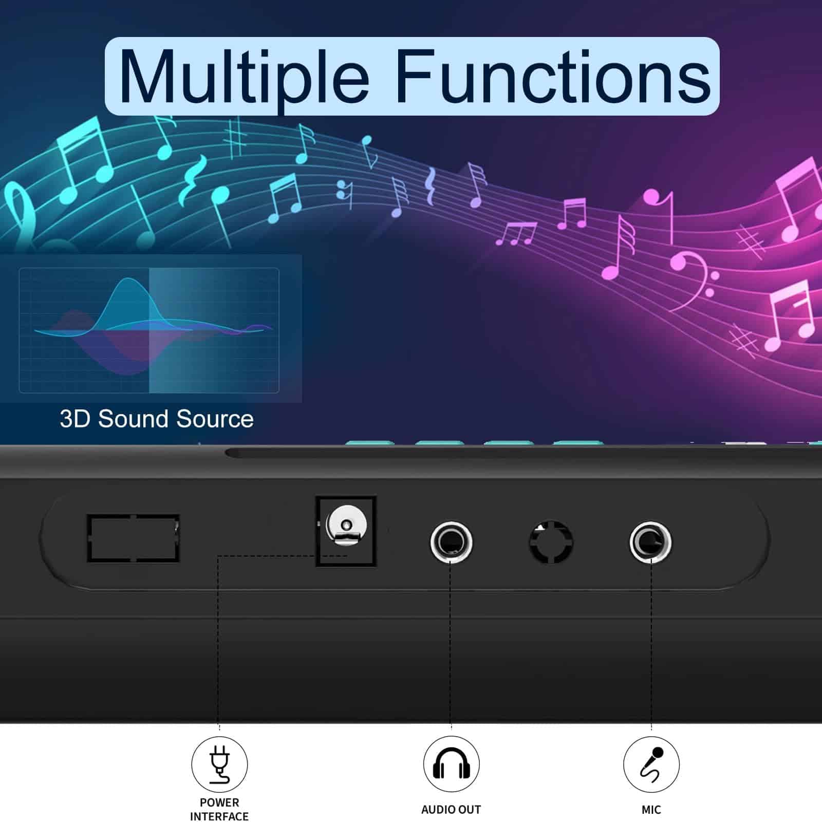 Teclado de 61 teclas, Piano Digital Electrónico con Altavoz - Imagen 5