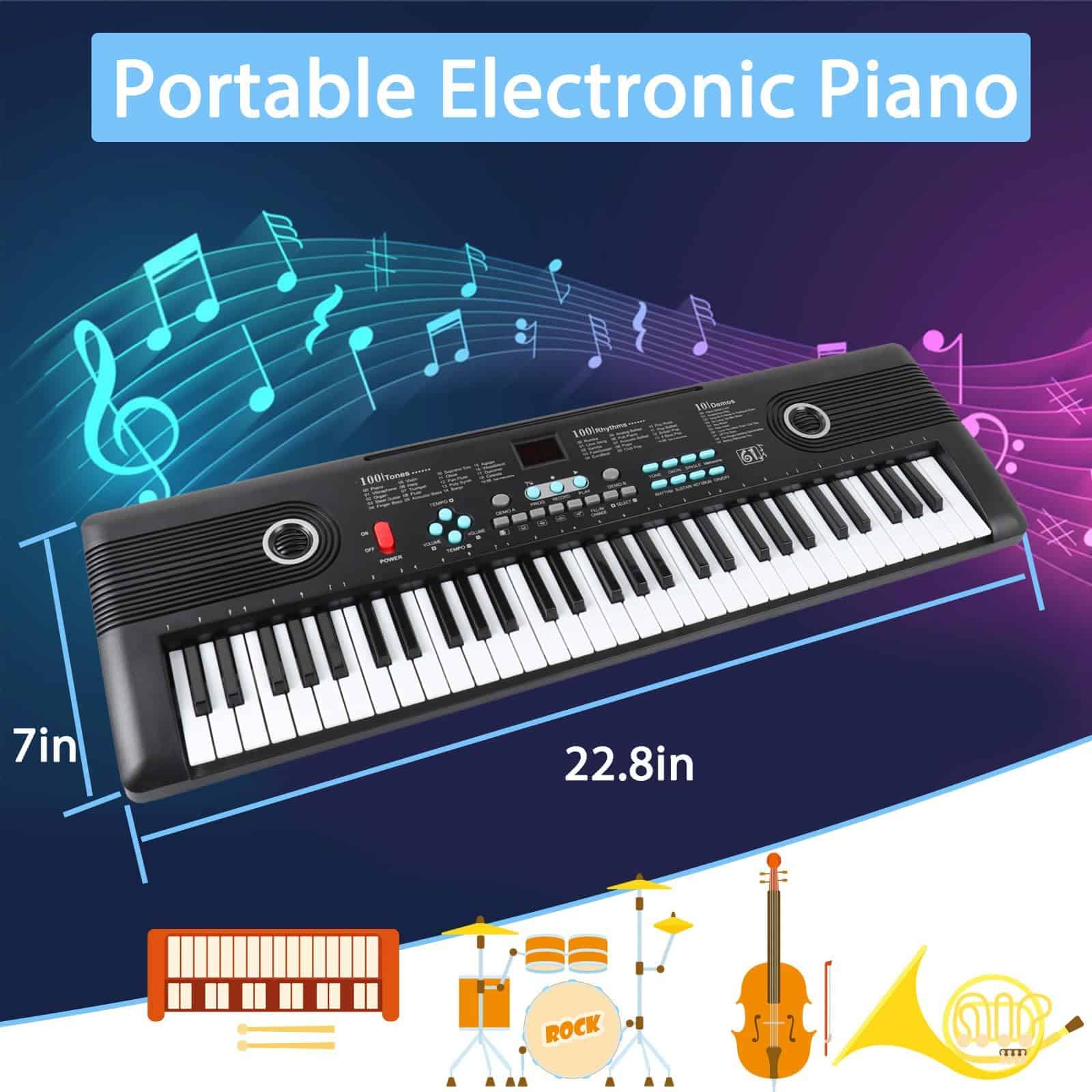 Teclado de 61 teclas, Piano Digital Electrónico con Altavoz - Imagen 3