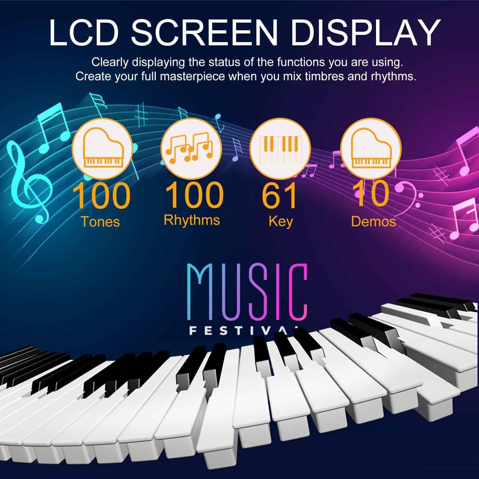 Teclado de 61 teclas, Piano Digital Electrónico con Altavoz - Imagen 4