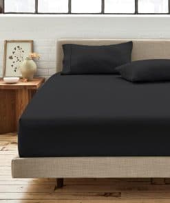 Sábana Ajustable Twin XL 100% Algodón Orgánico -Negro
