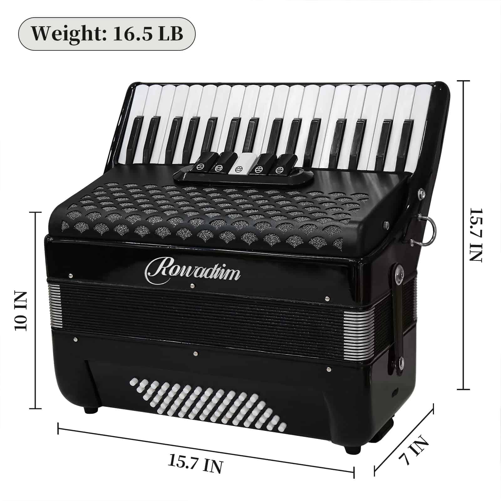 Acordeón - 34 Teclas 60 Bajos Estilo -oscuro - Imagen 8