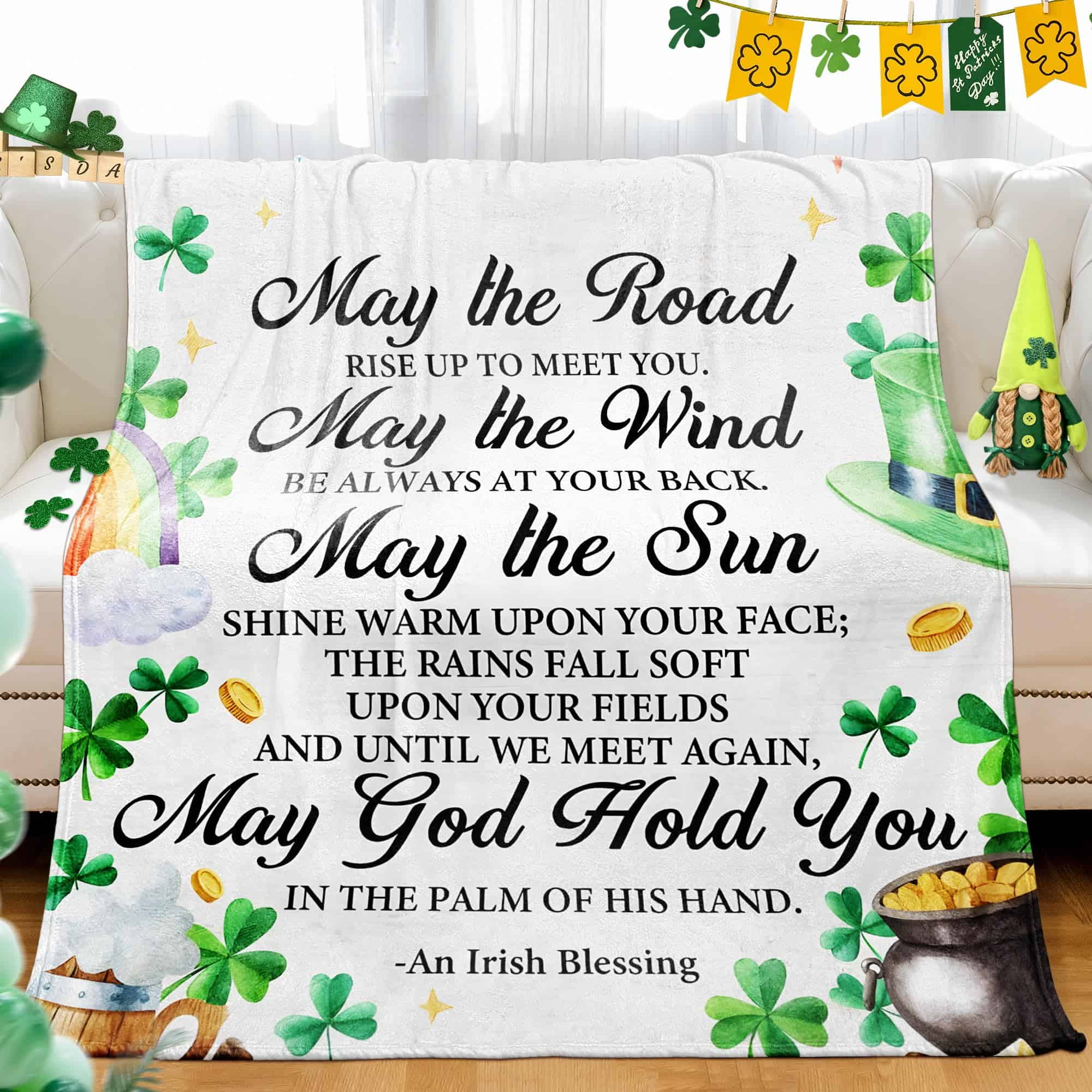 Manta KERAOO Irish Blessing St Patricks Day Decor - - Imagen 3