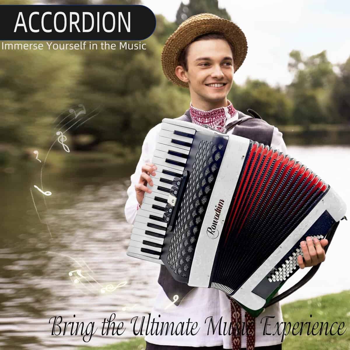 Acordeón - 34 teclas 60 bajo estilo -Blanco - Imagen 3