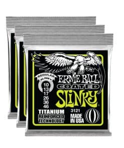 3 Sets de Cuerdas de Guitarra Eléctrica Ernie Ball Coated