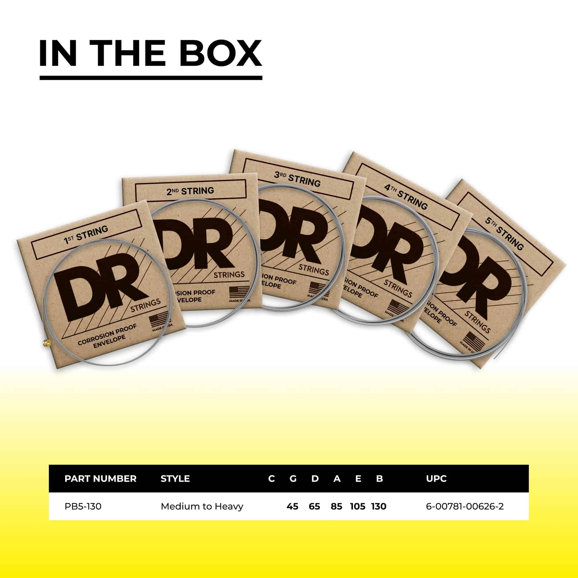 Cuerdas para Bajo DR Strings PURE BLUES (PB5-130) - Imagen 3