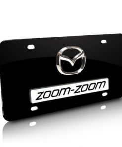 Placa de matrícula de metal negro con logo 3D de Mazda