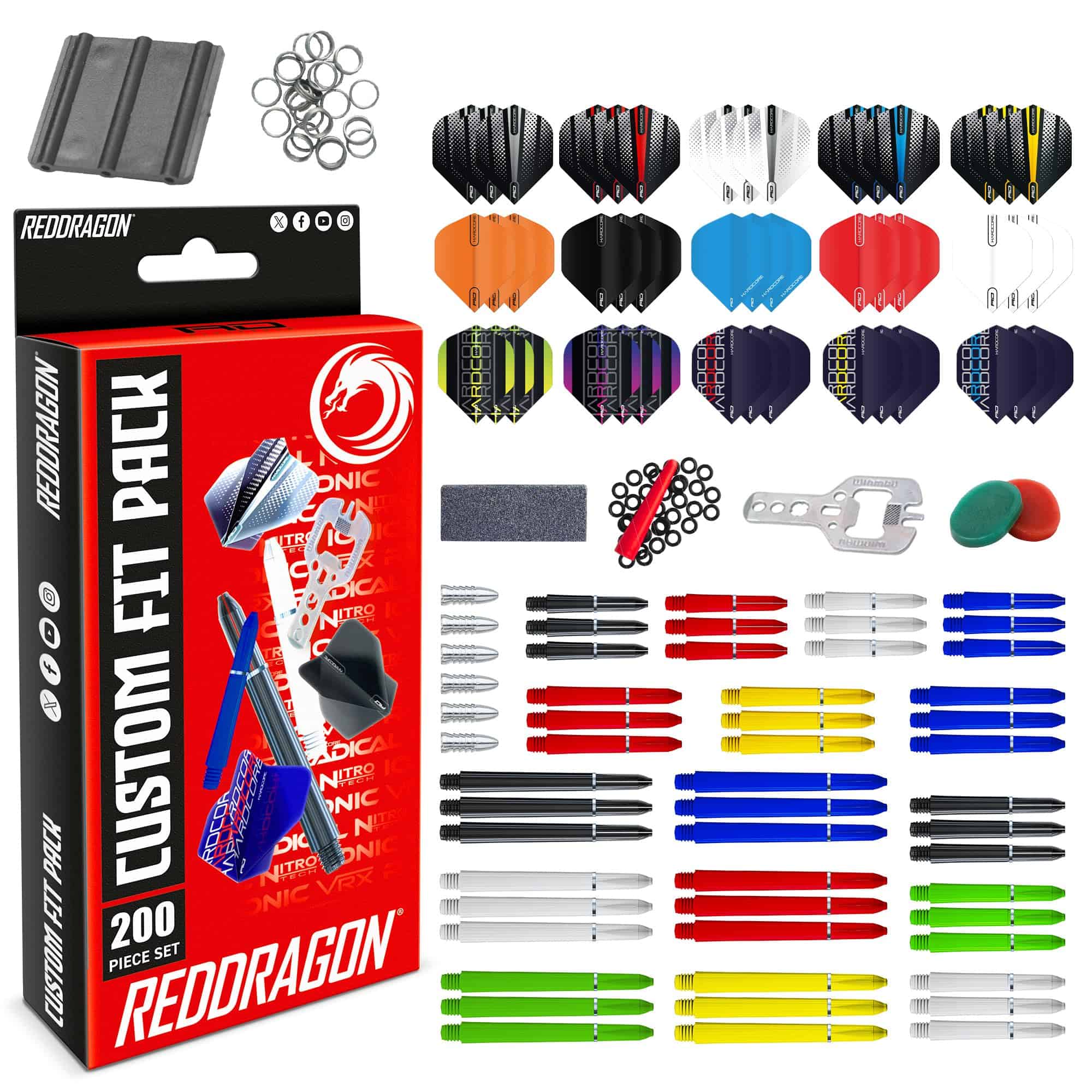Paquete de Accesorios de Dardos Red Dragon de 200 Piezas