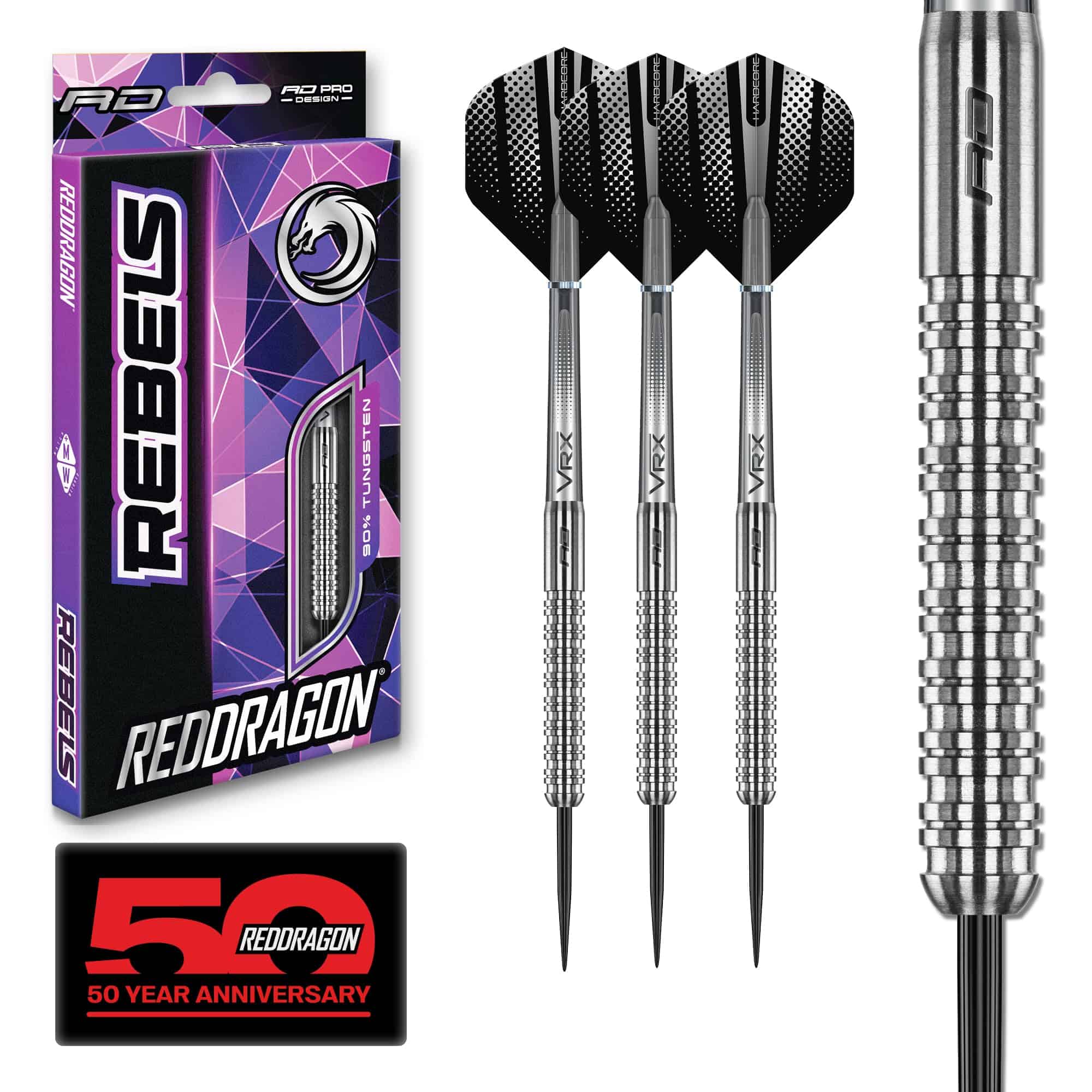Dardos de Acero Red Dragon Rebel 26g - Tungsteno 90% con