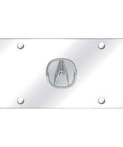 Placa de matrícula cromada con logotipo oficial de Acura