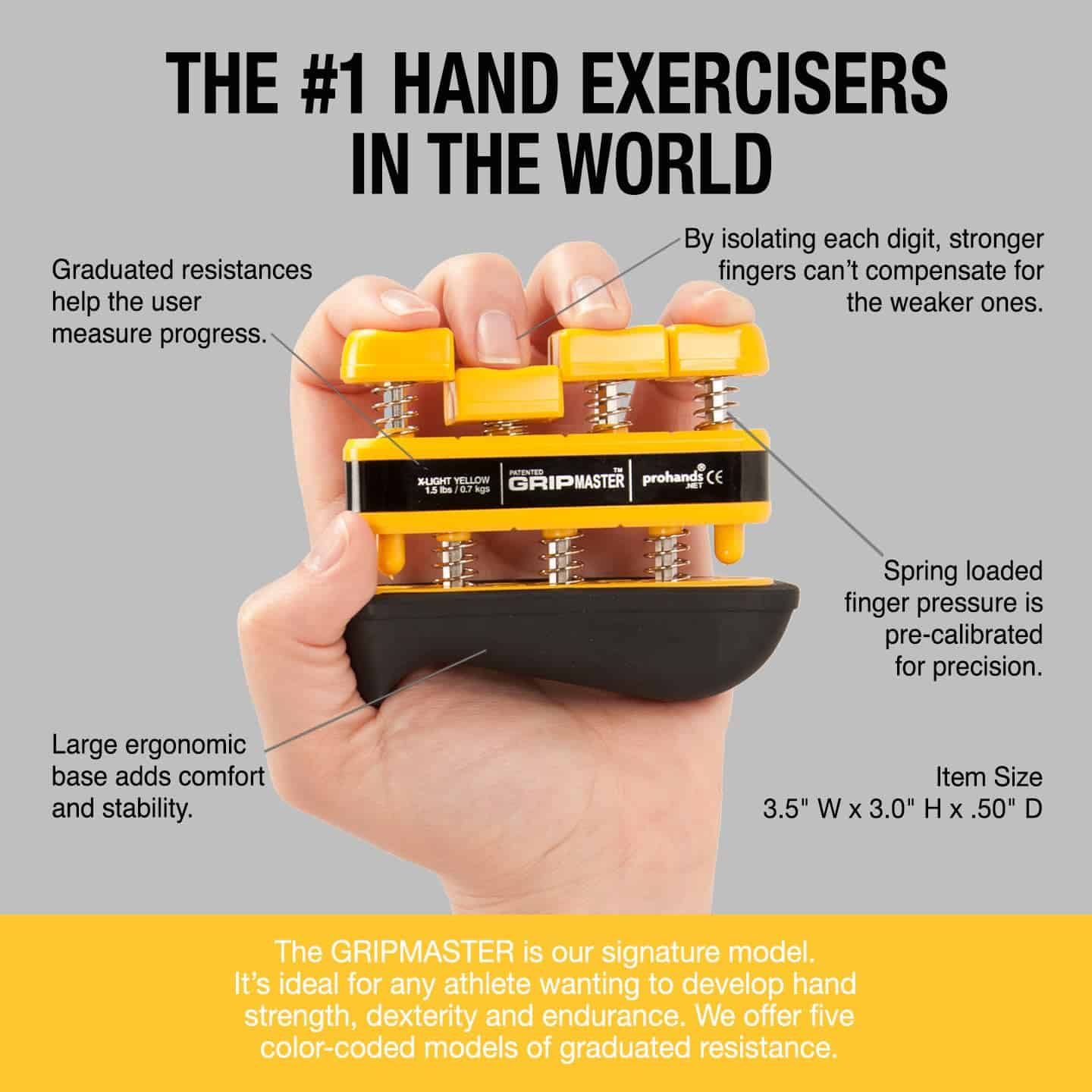 Prohands Gripmaster Rehab Hand Exerciser, -Amarillo - Gripma - Imagen 5