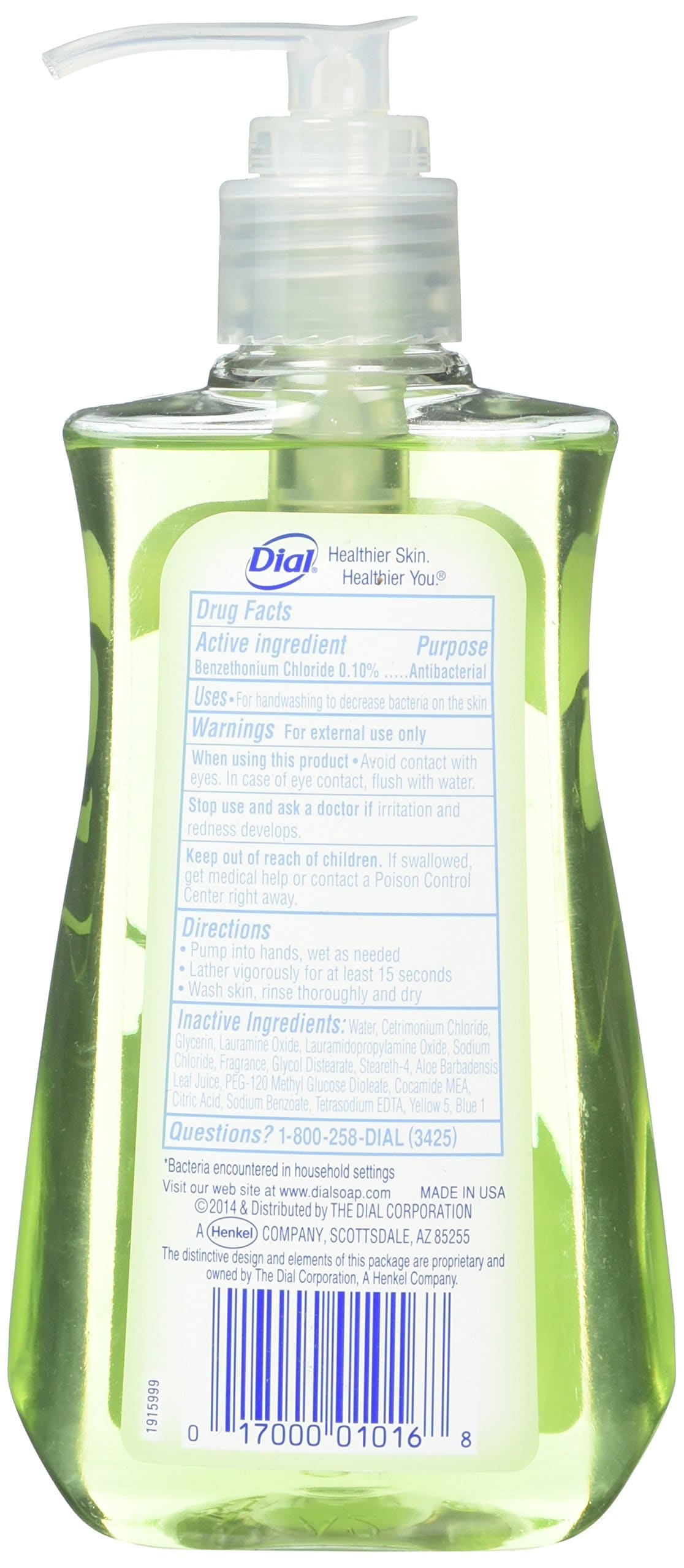 Jabón de Manos Antibacteriano Dial, Aloe Hidratante 7.5 oz - Imagen 3