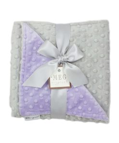 Manta para bebé MEG ORIGINAL Lavanda y Gris de Lunares de