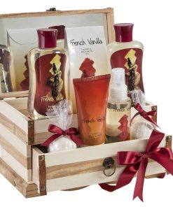Set de Baño de Vainilla Francesa, Cesta Esencial de Baño y
