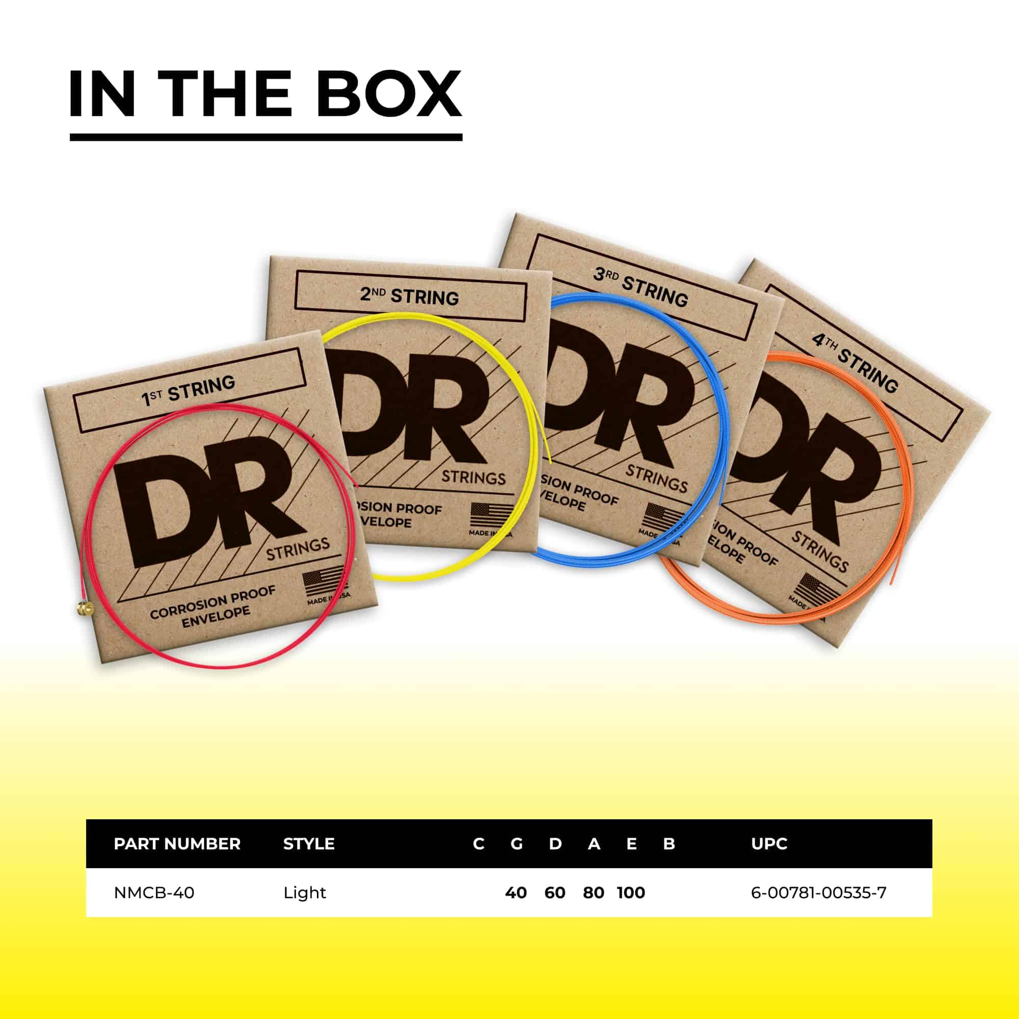 Cuerdas de Guitarra Bajo DR Strings HI-DEF NEON (NMCB-40) - Imagen 3