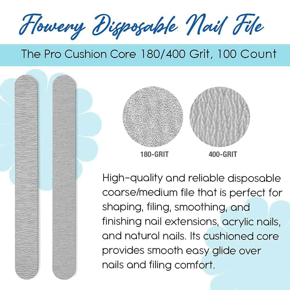 Lima de Uñas Desechable Flowery (180/400 Grano Almohadilla - Imagen 5