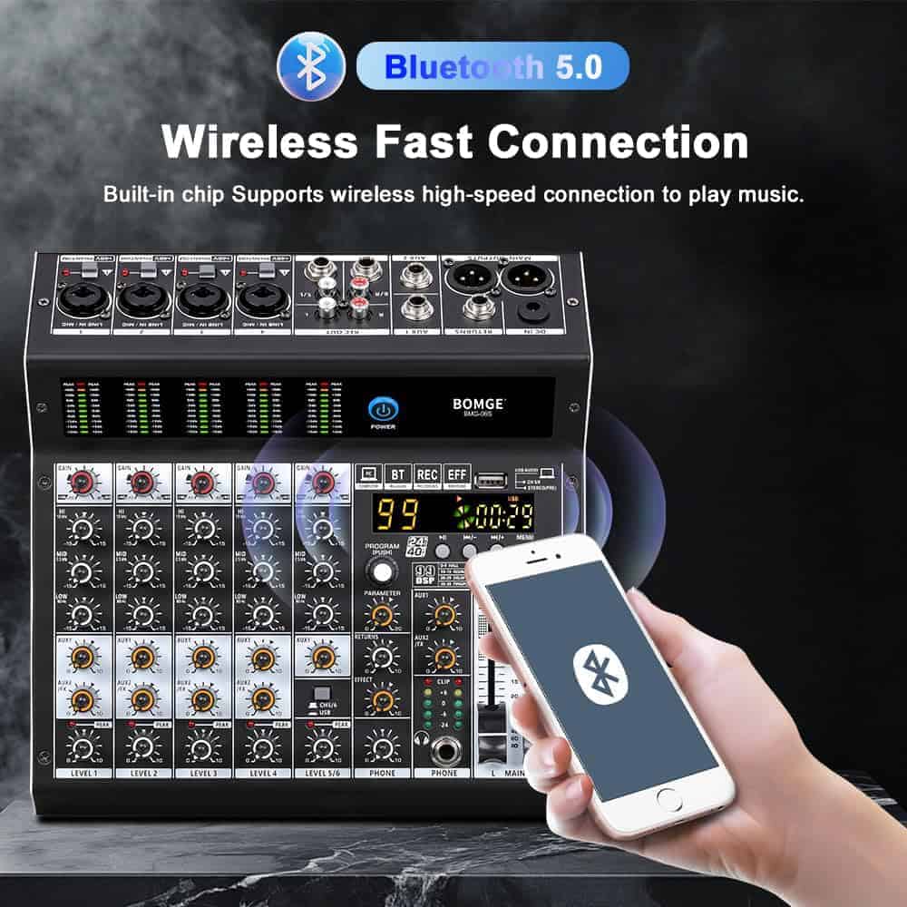 Mezcladora de audio profesional BOMGE 6 Canales con 99 - Imagen 7