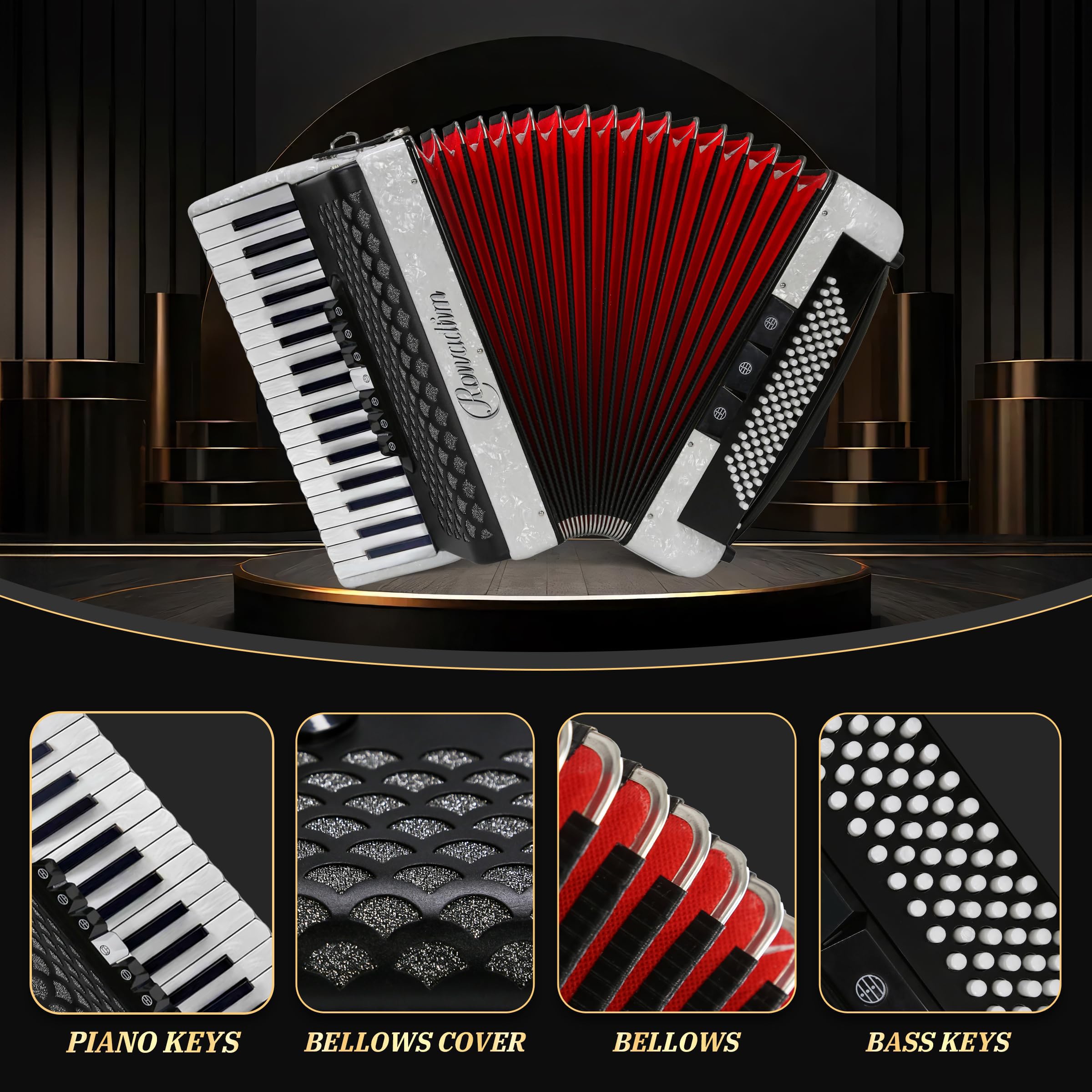 Acordeón - Modelo Profesional con 37 teclas y 96 bajos para - Imagen 4
