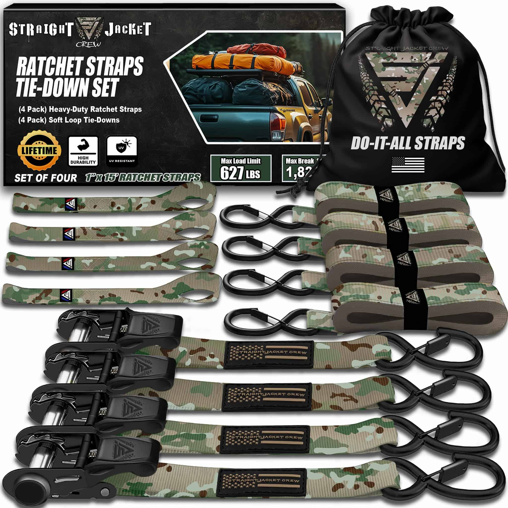 Correas de Amarrar con Trinquete (Paquete de 4) -