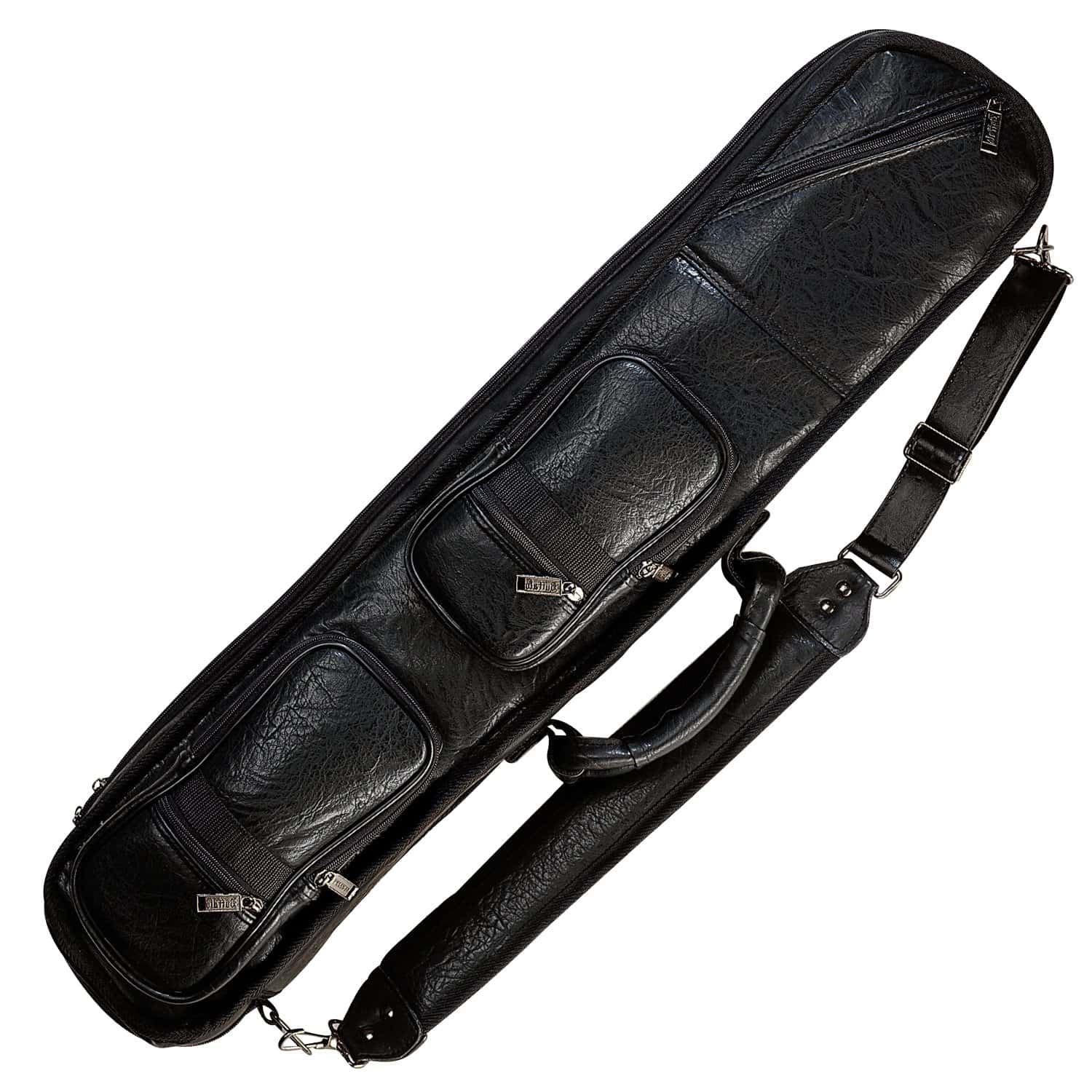 Estuche de taco de billar de cuero sintético negro suave de