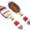 Cepillo de pelo de cerdas de jabalí natural -Diseño a rayas