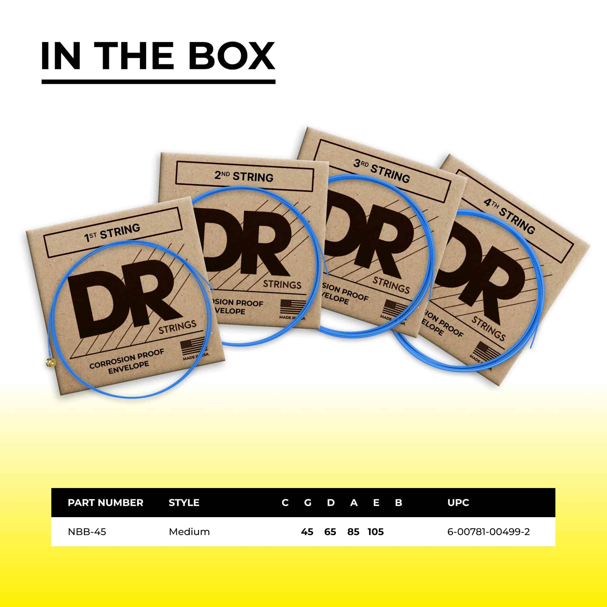 Cuerdas de Guitarra Bajo DR Hi-Def Neon Blue Medium - Imagen 3