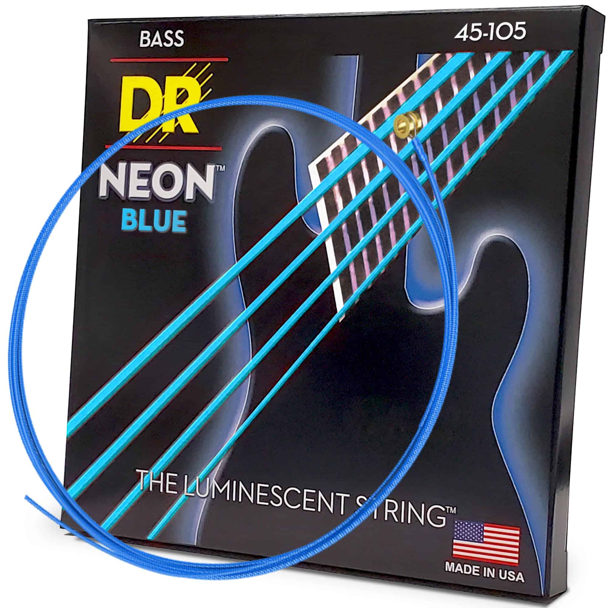 Cuerdas de Guitarra Bajo DR Hi-Def Neon Blue Medium