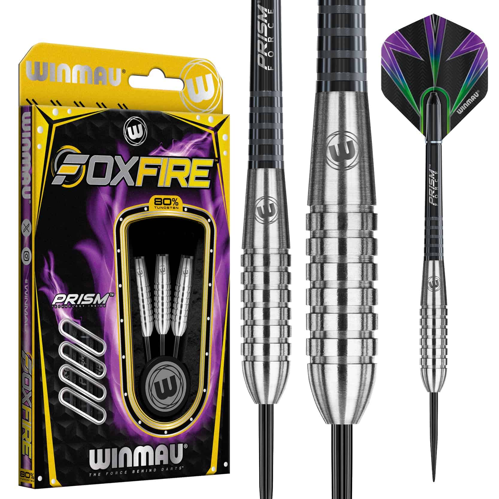 Winmau Foxfire 24g Dardos de Tungsteno con Vuelos y Ejes