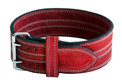Cinturón de levantamiento de pesas de cuero Ader- 4" Rojo
