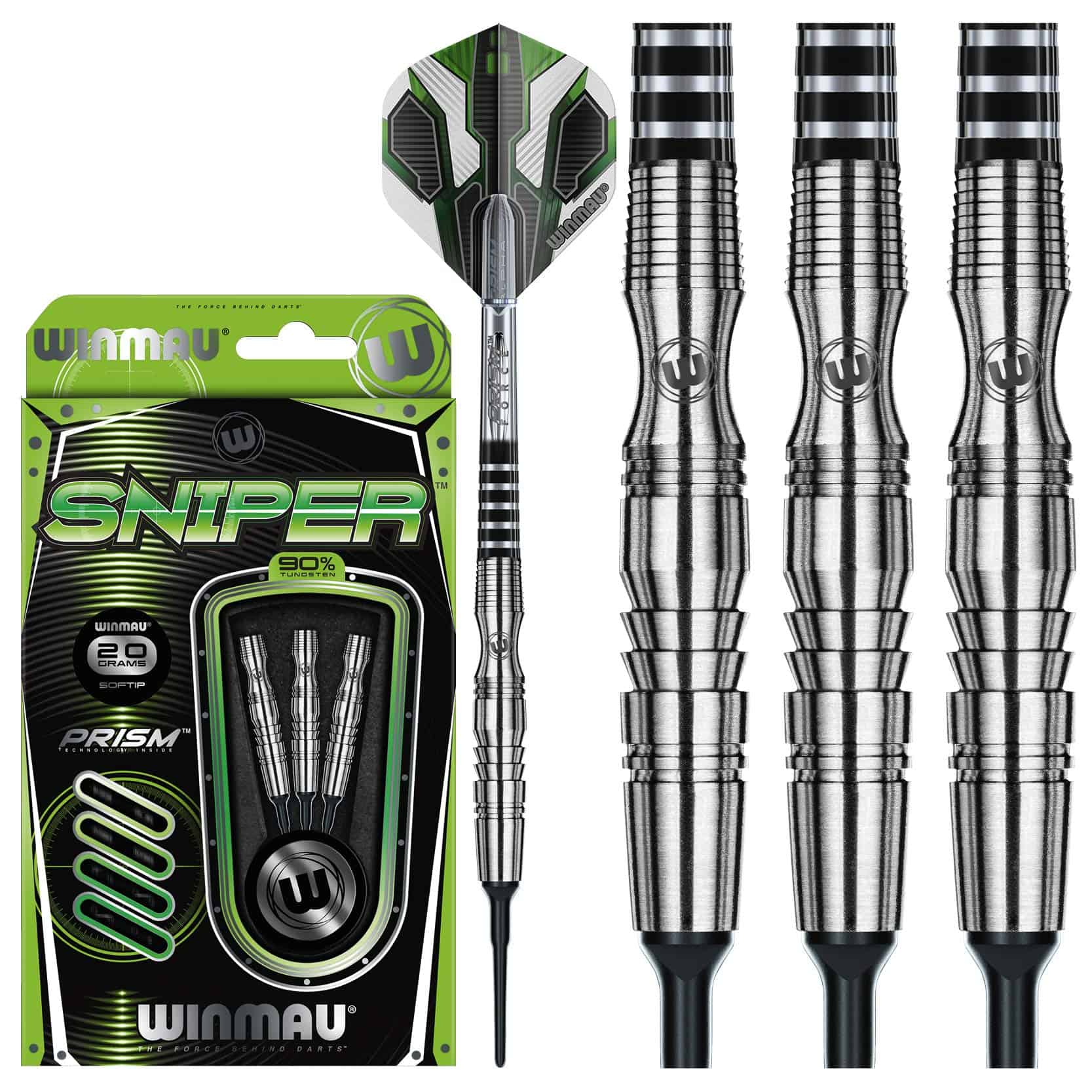 Winmau Sniper 20g Dardos de Tungsteno Softip con Vuelos y