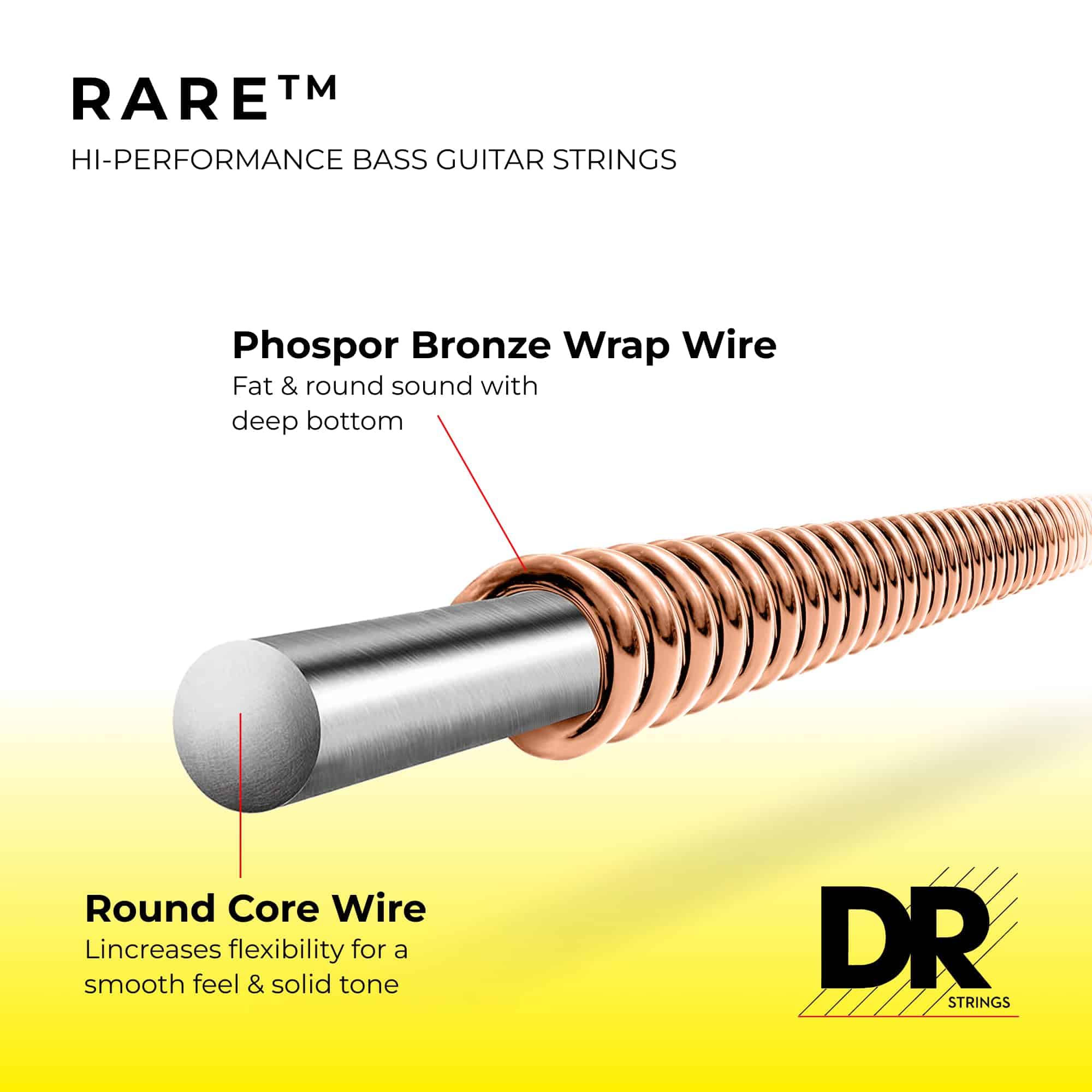 Cuerdas de Bajo Acústico de Bronce Fósforo 5 Cuerdas DR - Imagen 5