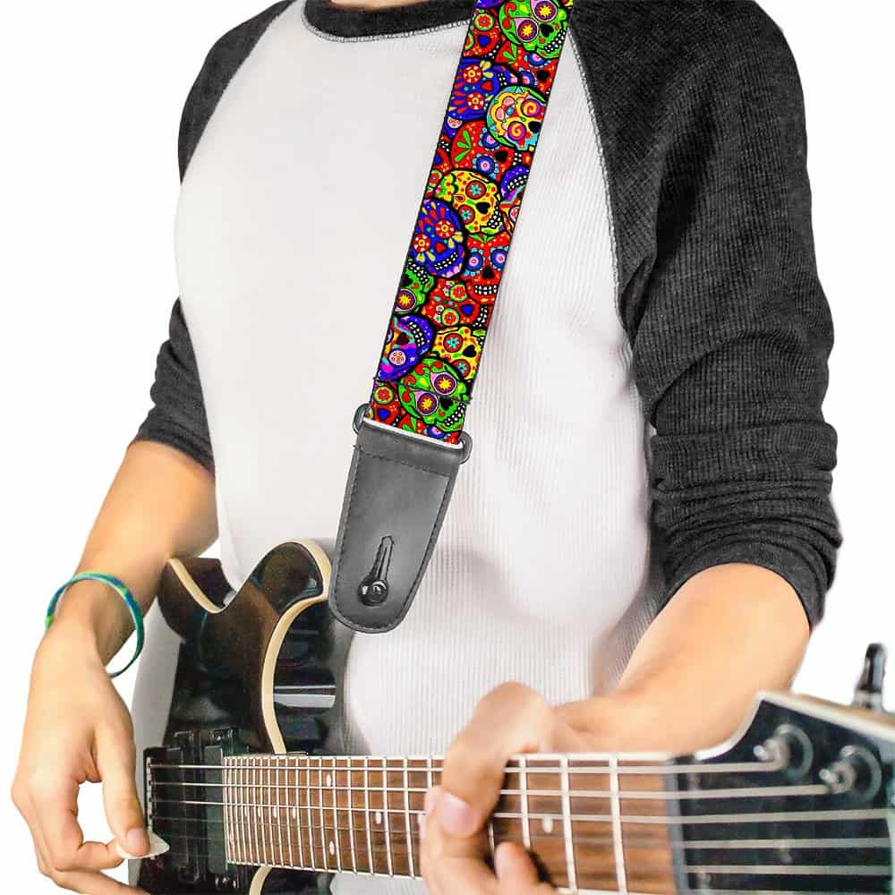 Correa de guitarra Buckle-Down - Colorful Calaveras Stacked - Imagen 3