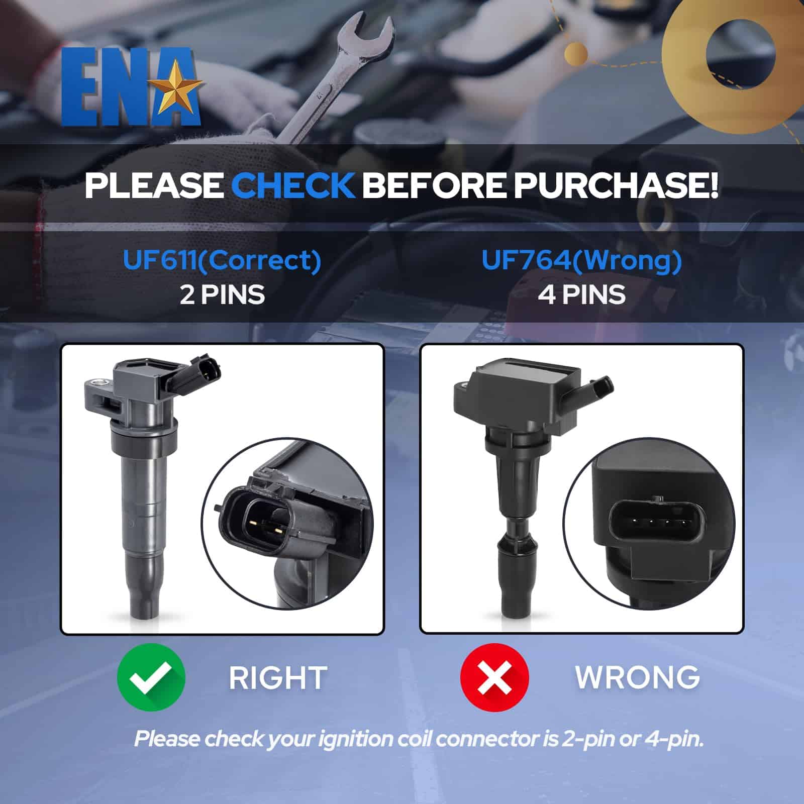 ENA Bobina de Encendido Pack UF611 Compatible con Hyundai - Imagen 3